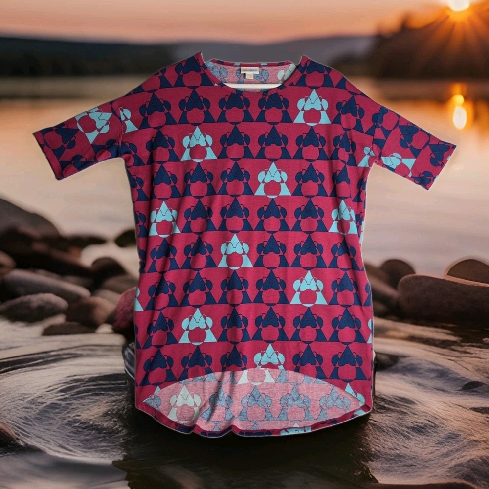 LuLaRoe‎ "Irma" DISNEY Minnie Mouse Print In Pink/Navy/Teal SZ: XXSM NWT